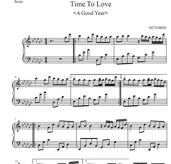 October Time to love钢琴谱