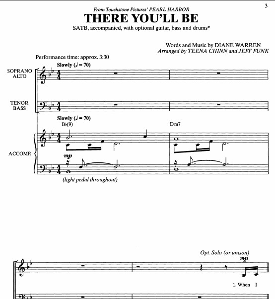 ͵ϮThere You'll BeϳٰSATB