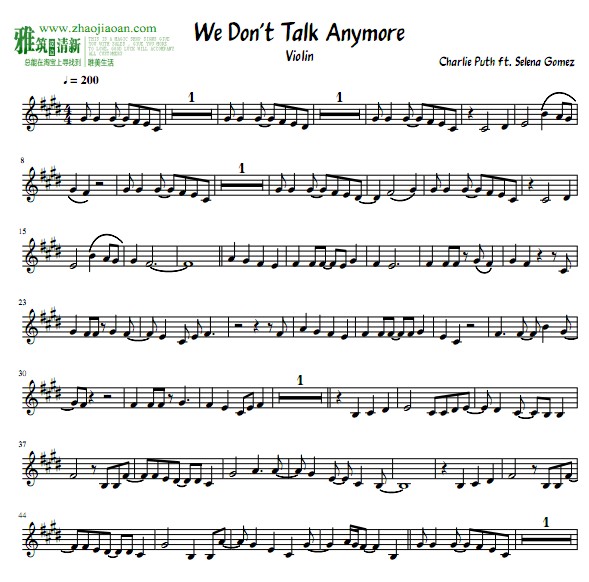 We Don't Talk Anymore小提琴谱