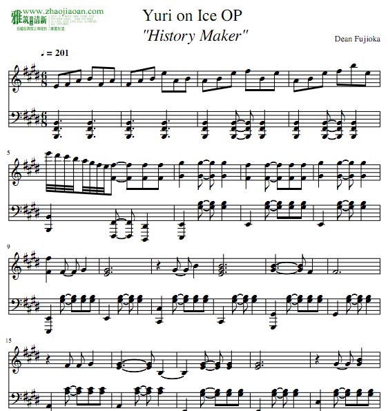 冰上的尤里theme Of King J J 钢琴谱 曲谱分享