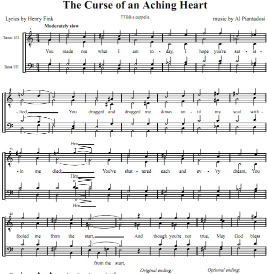 男生无伴奏合唱谱 The Curse of an Aching Heart