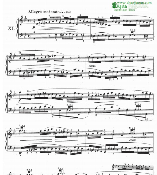 巴赫二部创意曲11钢琴谱 带指法