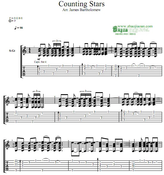 Counting Stars指弹吉他谱