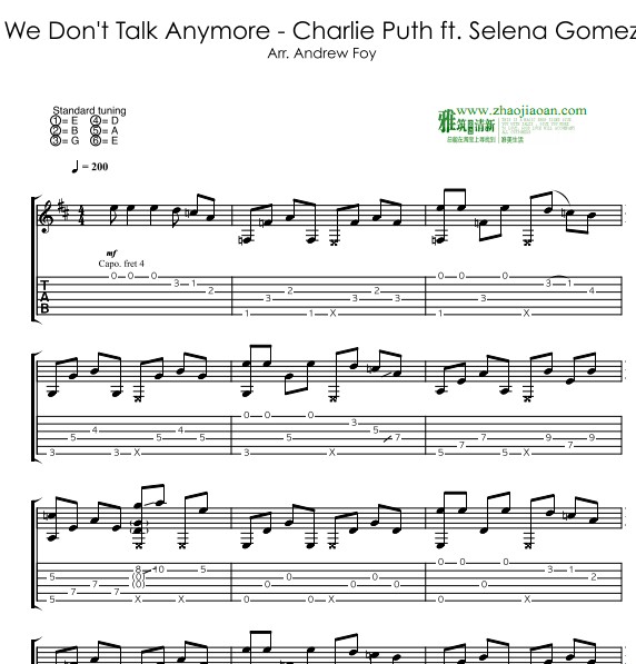 We Don't Talk Anymore吉他谱