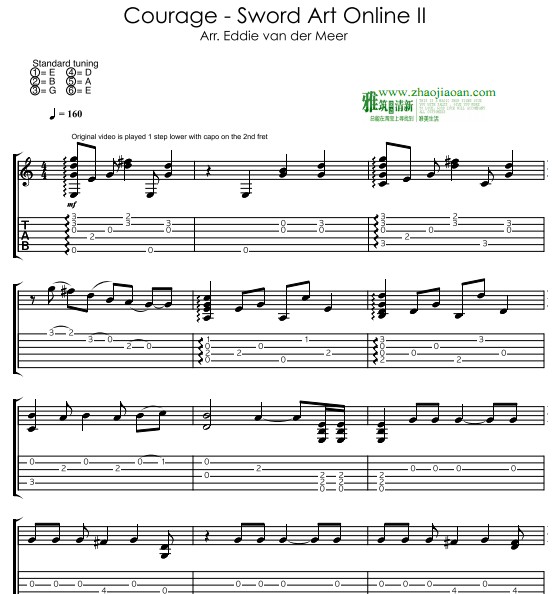 Eddie van der Meer Sword Art Online II OP2 Courage吉他谱