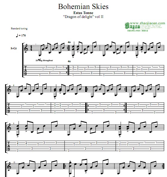Estas Tonne - Bohemian Skies吉他谱