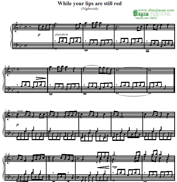 Nightwish - While your lips are still red钢琴谱