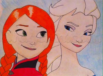 how to draw anna and elsa from frozen