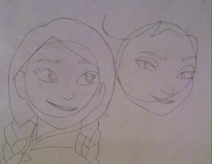 how to draw anna and elsa from frozen step 7