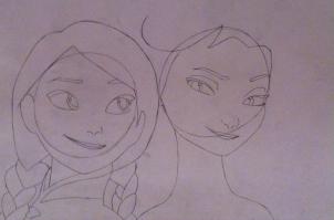 how to draw anna and elsa from frozen step 8