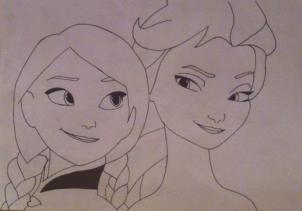 how to draw anna and elsa from frozen step 10