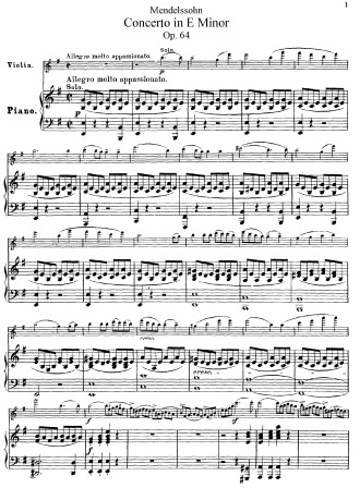 门德尔松e小调小提琴协奏曲钢琴伴奏谱 OP64