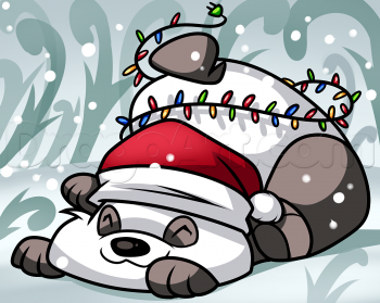 圣诞节熊猫简笔画 一步一步教你画