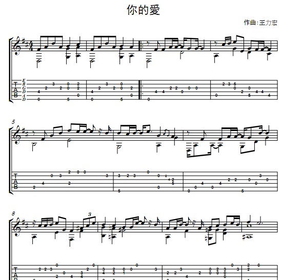王力宏 - 你的爱吉他谱