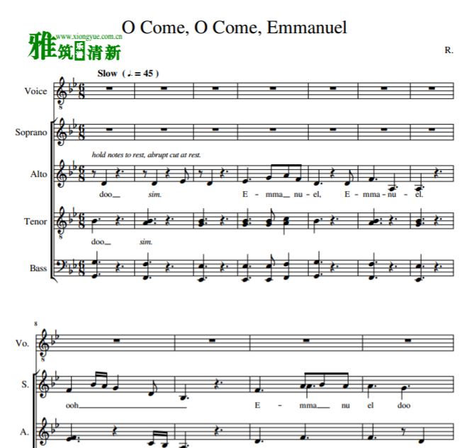 O Come O Come Emmanuel SATB ϳ