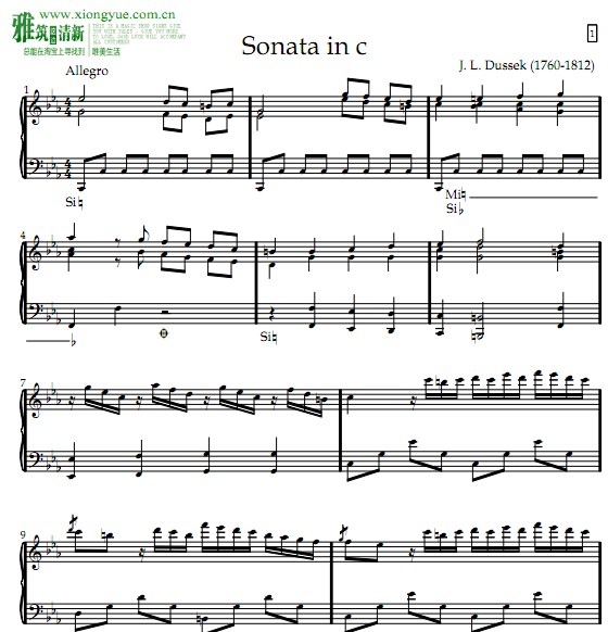 dessek sonata for harp in c minor 