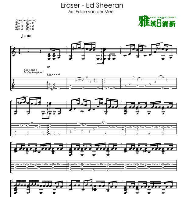 Eddie版 Ed Sheeran Eraser 指弹吉他谱