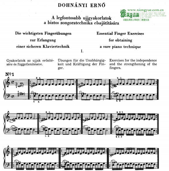  钢琴基本手指练习 Dohnányi钢琴谱