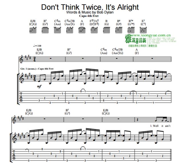 Bob Dylan-Don't Think Twice, It's All Right