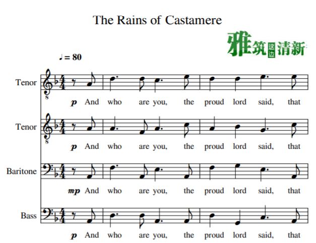 ȨϷ The Rains of Castamereϳ TTBB