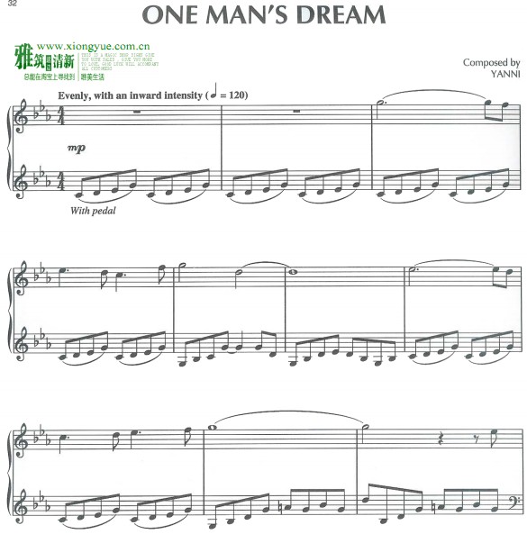 Yanni — One Man's Dream钢琴谱
