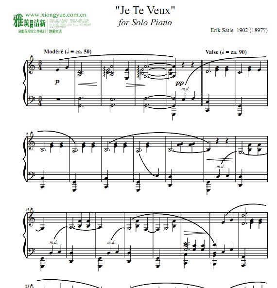 Erik Satie -Je Te Veux钢琴谱