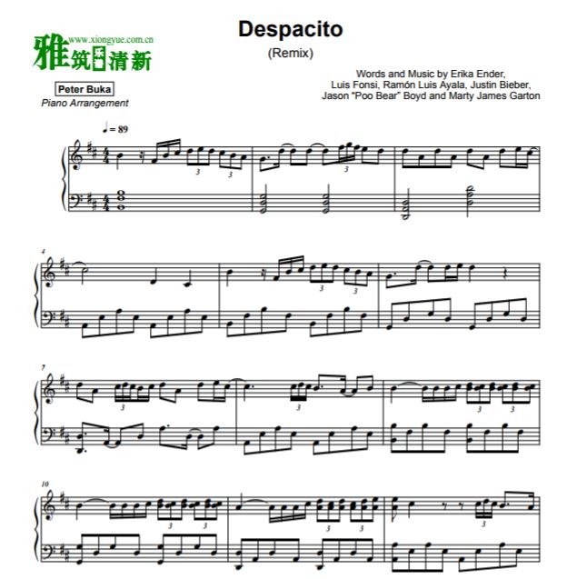 Peter Buka - Despacito钢琴谱 原版B小调