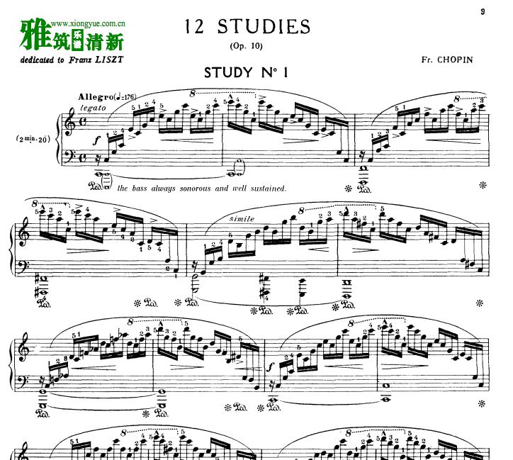 肖邦钢琴练习曲12首 OP.10 柯尔托教学版离别 黑键 革命等练习