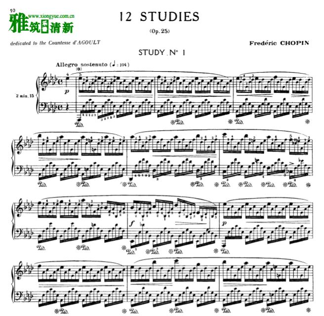 柯尔托教学版 肖邦 12首练习曲Op.25钢琴谱全集 