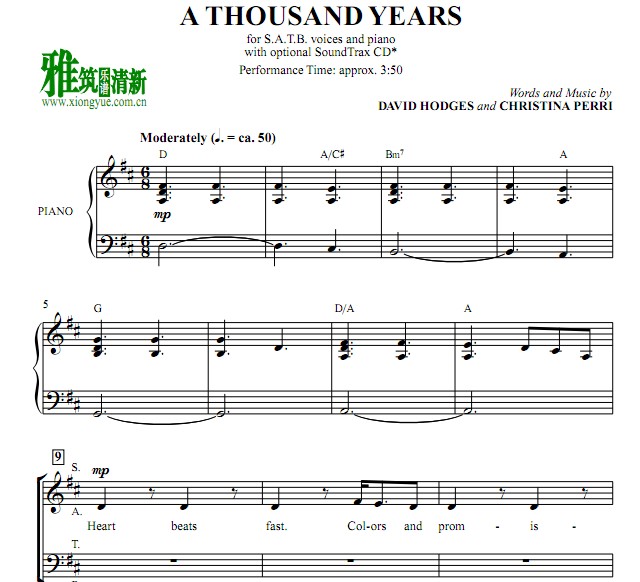 A Thousand Yearsϳٰ SATB Ӣϳ