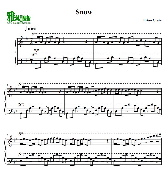 snow曲谱_钢琴简单曲谱
