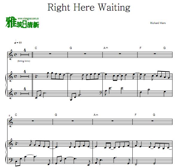 Richard Marx - Right Here Waiting钢琴伴奏谱 原版歌谱