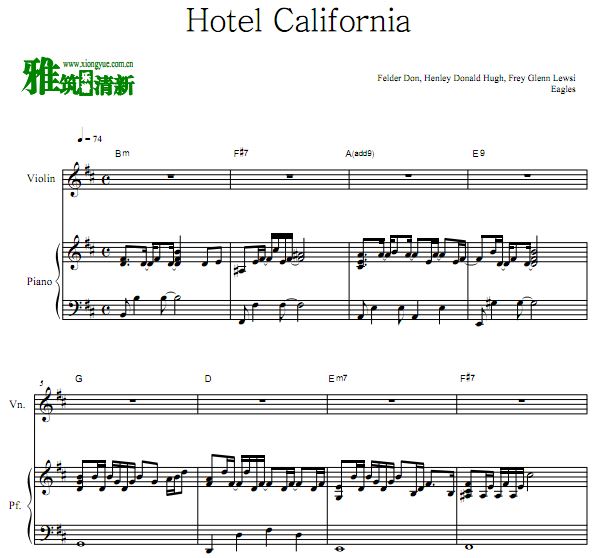 加州旅馆曲谱_加州旅馆吉他谱(3)