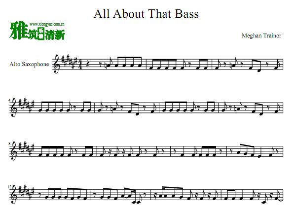 All About That Bass中音萨克斯谱
