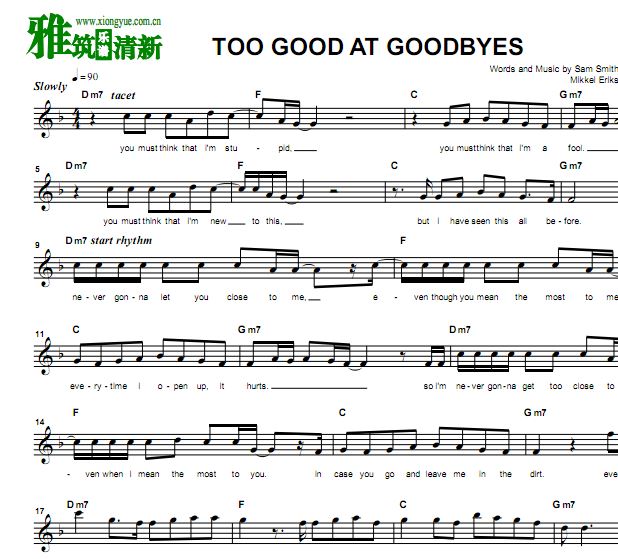 Sam Smith -Too Good at Goodbyes歌谱