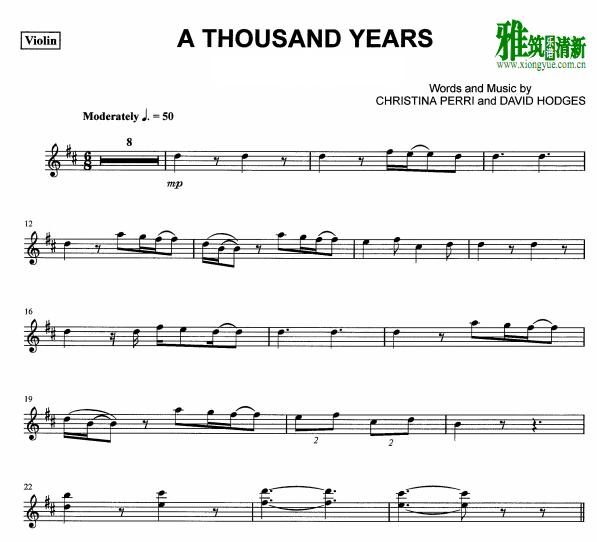 a thousand years小提琴谱