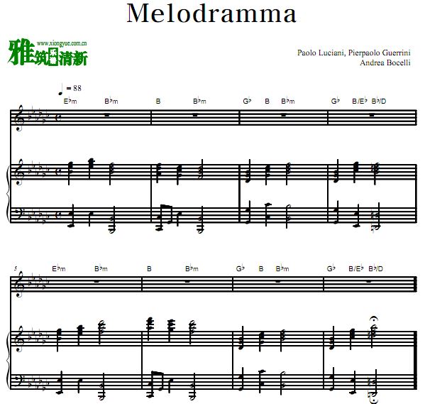 Andrea Bocelli 安德烈·波切利 Melodramma声乐钢伴谱 降E-C