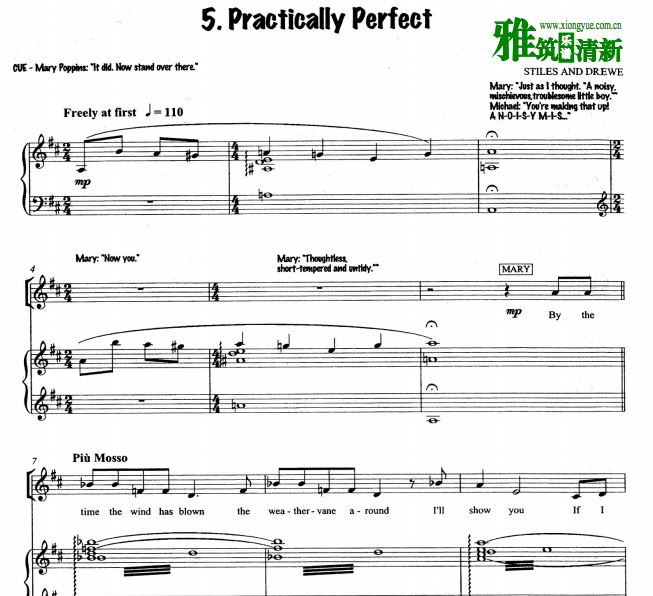欢乐满人间 Mary Poppins - Practically Perfect声乐谱钢琴谱