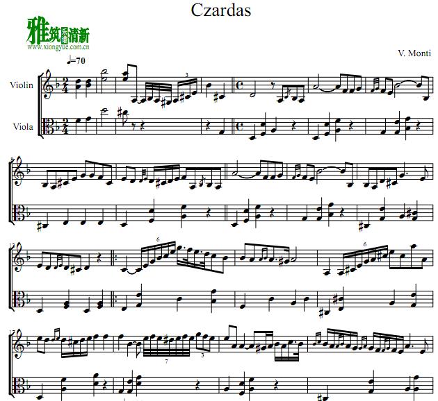 查尔达什舞曲 Czardas 小提琴中提琴二重奏谱
