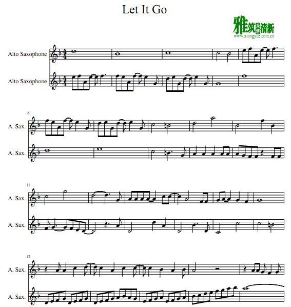 Let it go萨克斯二重奏谱