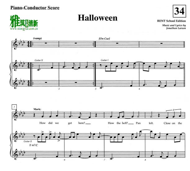 吉屋出租 halloween钢琴伴奏谱