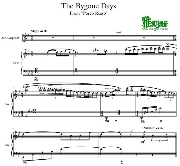 The Bygone Days萨克斯钢琴谱