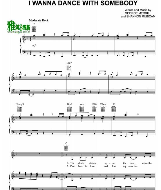 Whitney Houston - I Wanna Dance With Somebody 歌谱 正谱