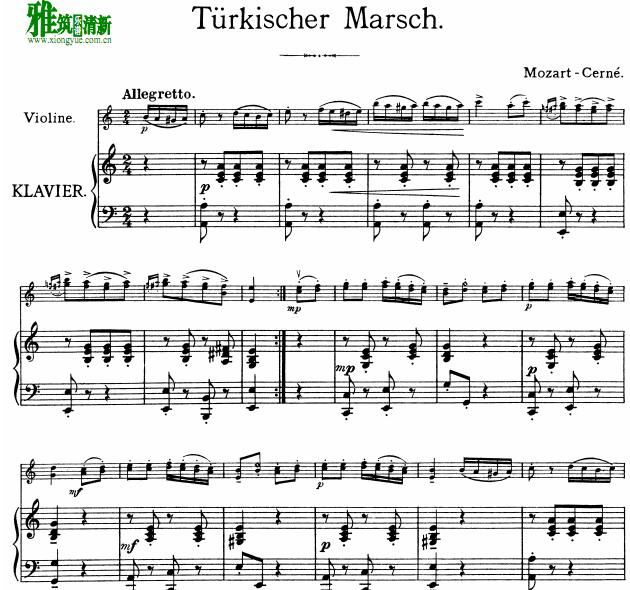 土耳其进行曲 小提琴钢琴伴奏谱