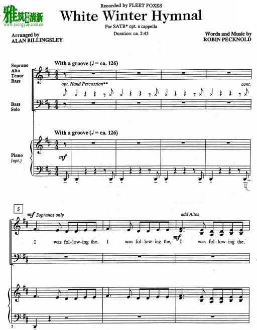 White Winter HymnalSATBϳٰ