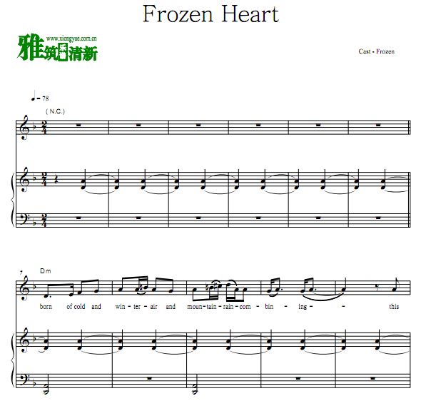 Cast 冰雪奇缘 - Frozen Heart钢琴伴奏谱
