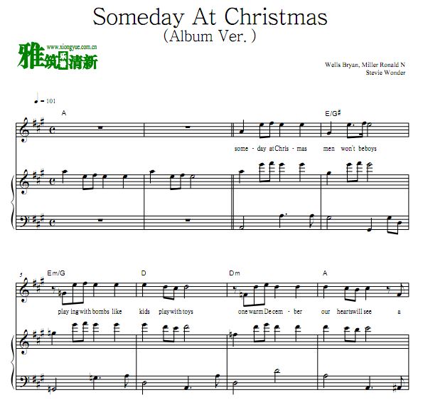 Stevie Wonder - Someday At Christmas 声乐谱钢琴伴奏谱