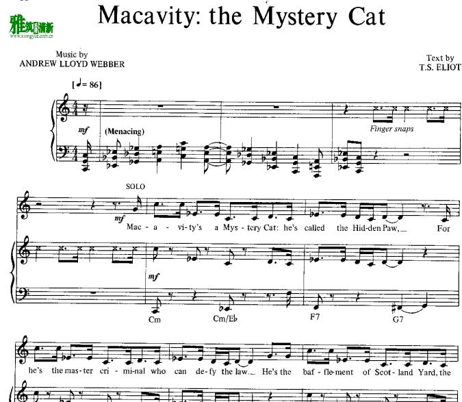 音乐剧猫 - Macavity  the Mystery Cat钢琴谱