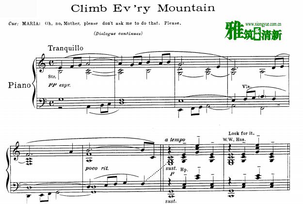 音乐之声 Climb Every Mountain 声乐正谱钢琴伴奏谱 攀越群山原版原调歌谱