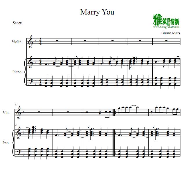 marry you 小提琴钢琴伴奏谱